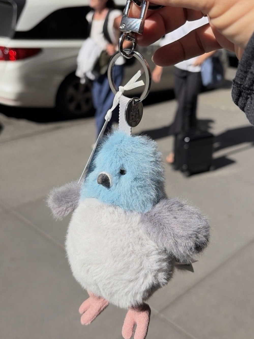 Jellycat Blue, White & Gray Plush Pigeon Bag Charm with Pink Feet